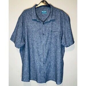 Tenth + Ocean Mens 100% Linen Short Sleeve Button Up Summer Vaca Shirt Size XXL